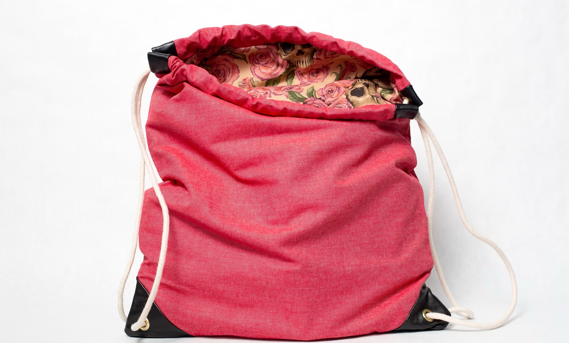 wilson red light denim drawstring bag handmade in brooklyn