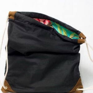 wythe black waxed canvas drawstring bag handmade in brooklyn