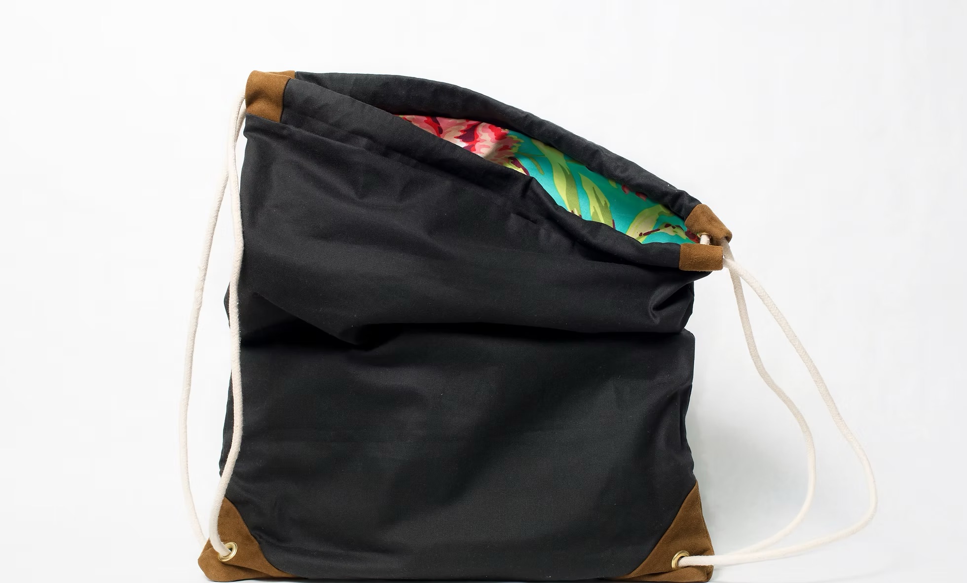 wythe black waxed canvas drawstring bag handmade in brooklyn