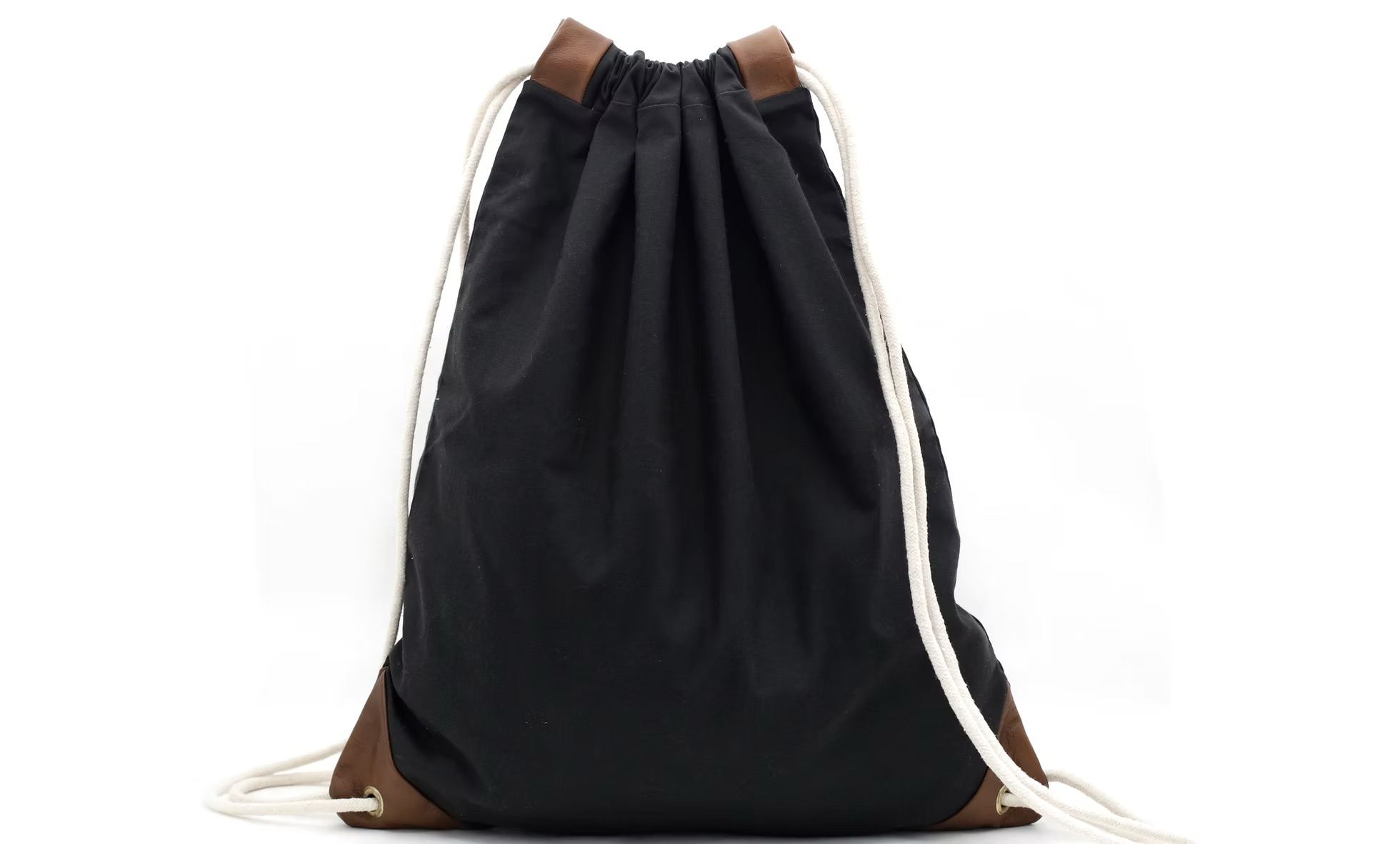 maujer black waxed canvas drawstring bag handmade in brooklyn