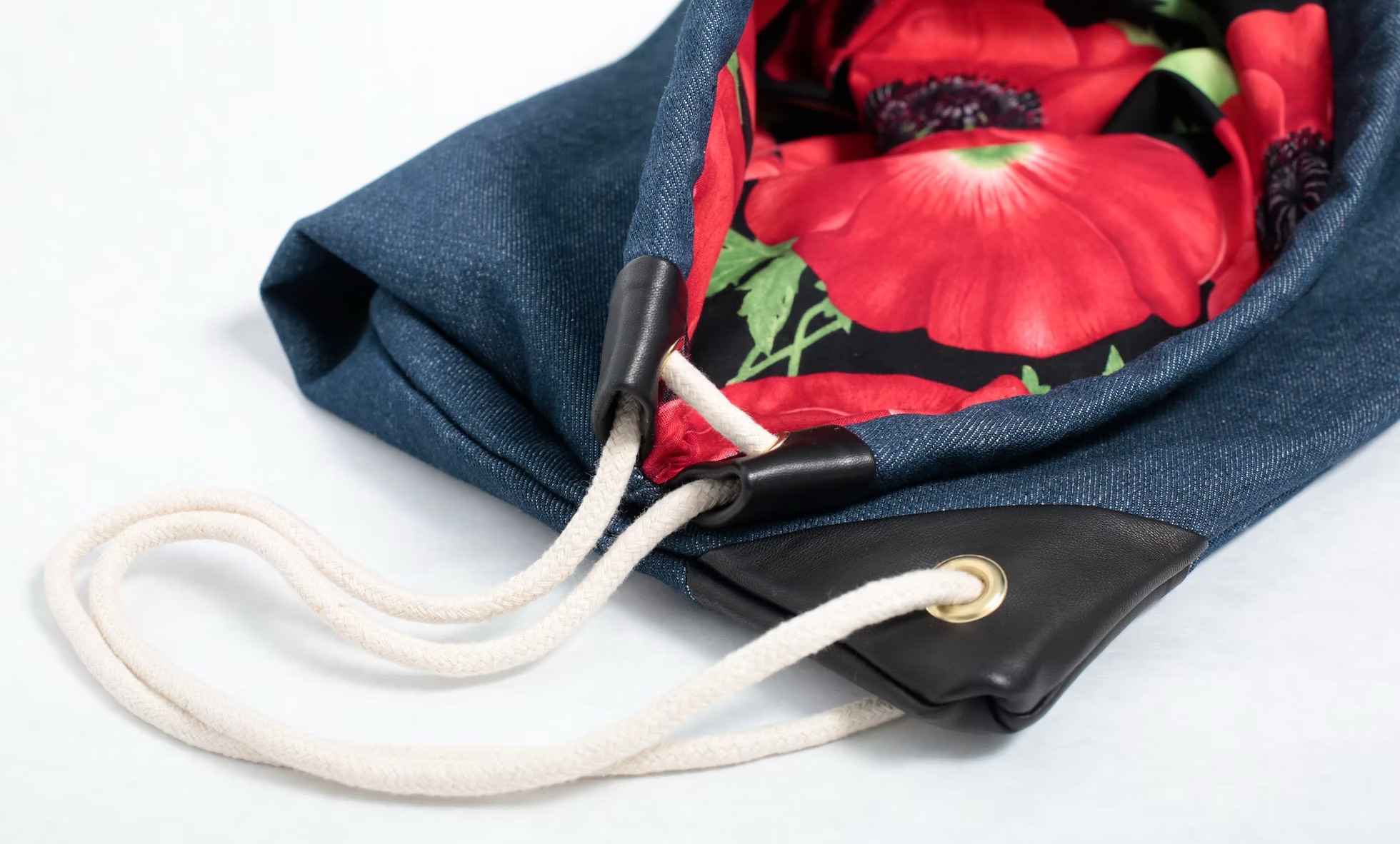 lorimer denim drawstring bag handmade in brooklyn