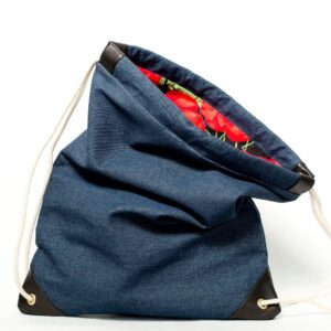 lorimer denim drawstring bag handmade in brooklyn