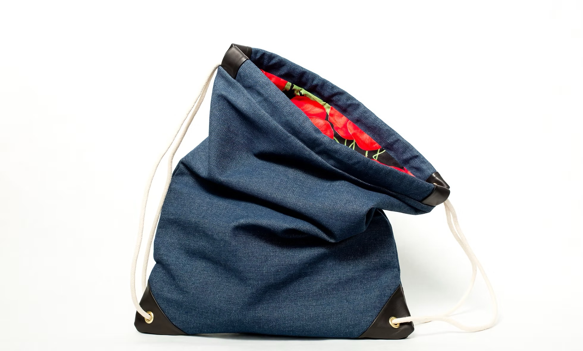 lorimer denim drawstring bag handmade in brooklyn