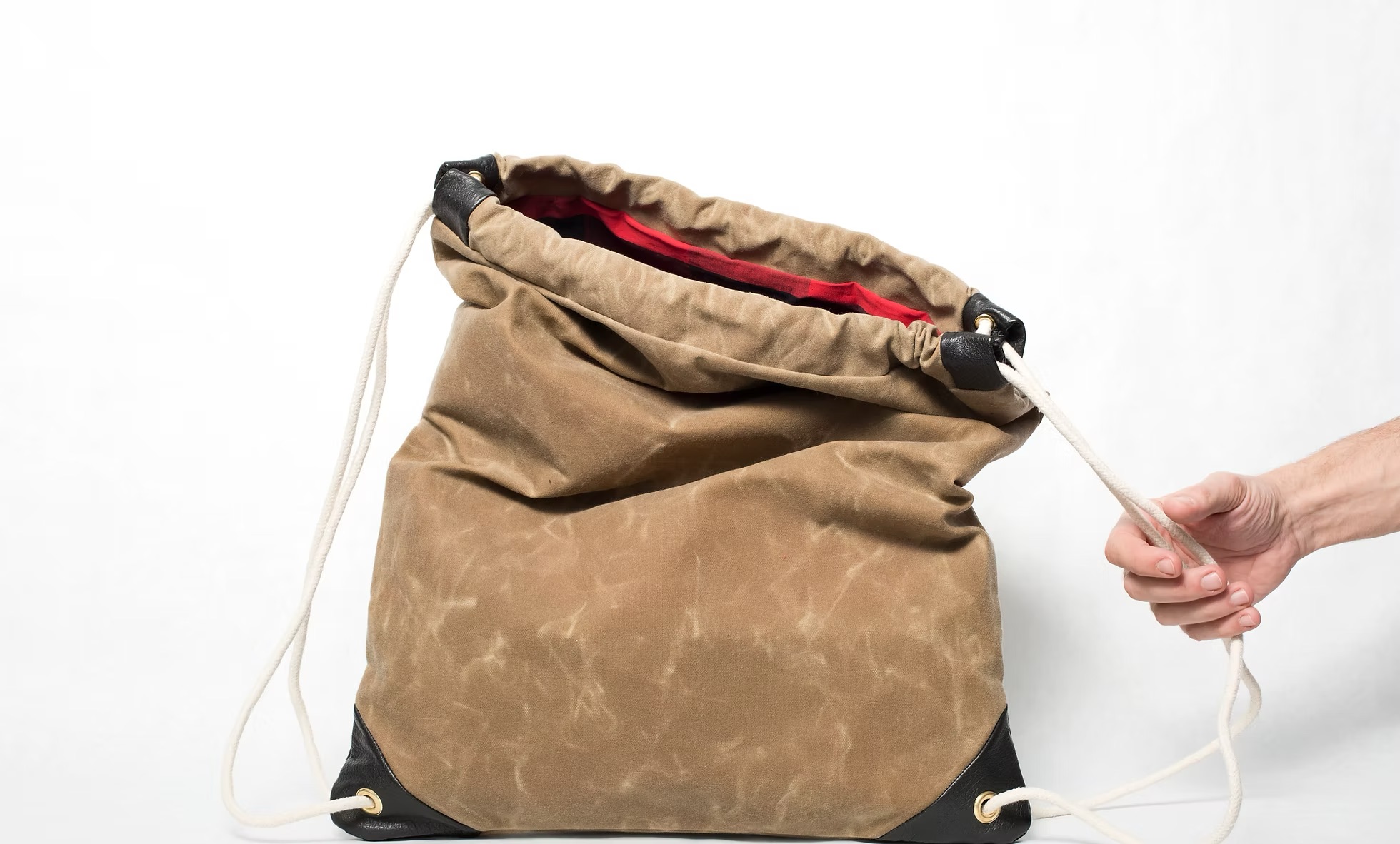 dean waxed canvas drawstring bag handmade in brooklyn