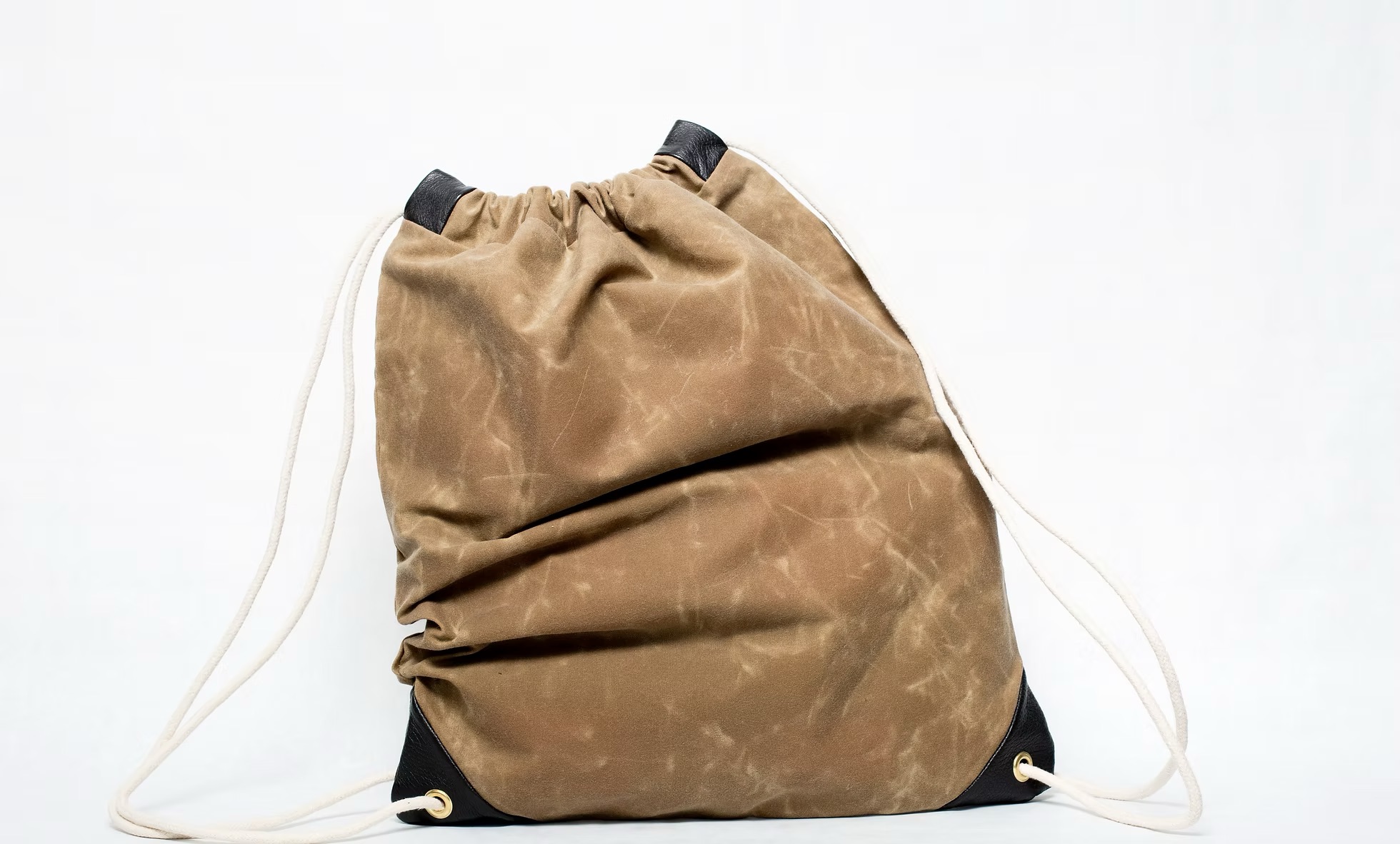 dean waxed canvas drawstring bag handmade in brooklyn