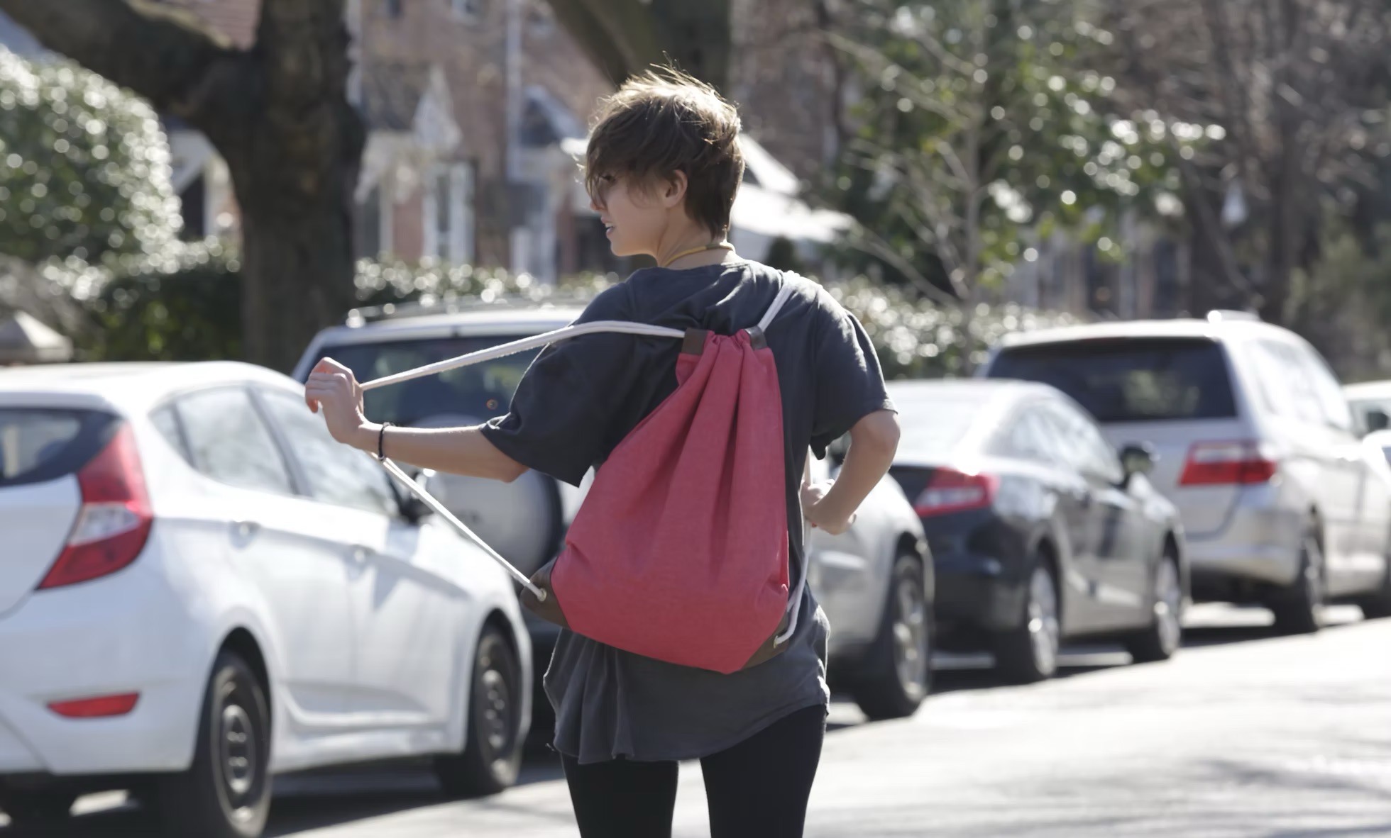 wilson red light denim drawstring bag handmade in brooklyn