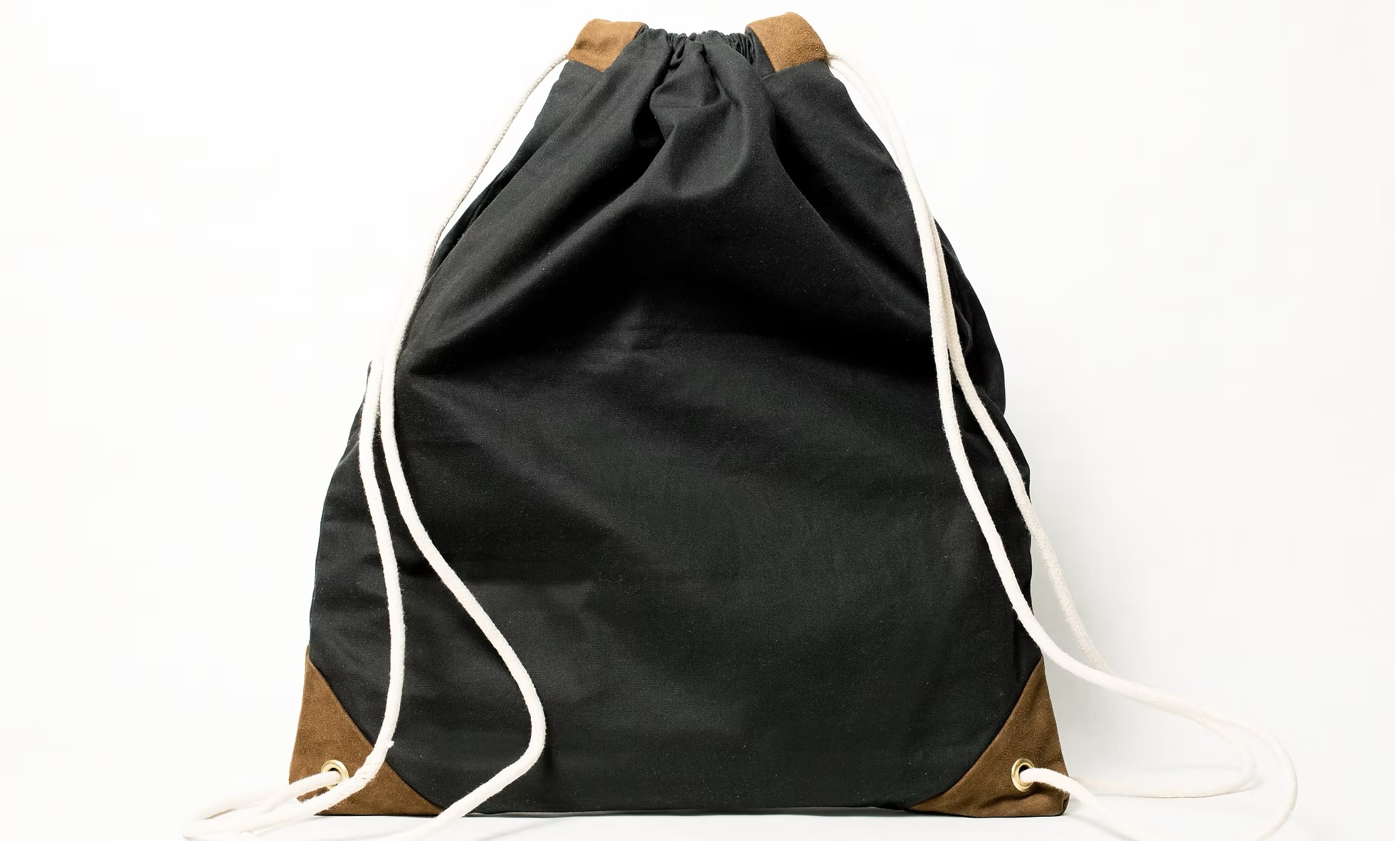 wythe black waxed canvas drawstring bag handmade in brooklyn