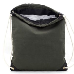 willoughby dark green canvas drawstring bag handmade in brooklyn