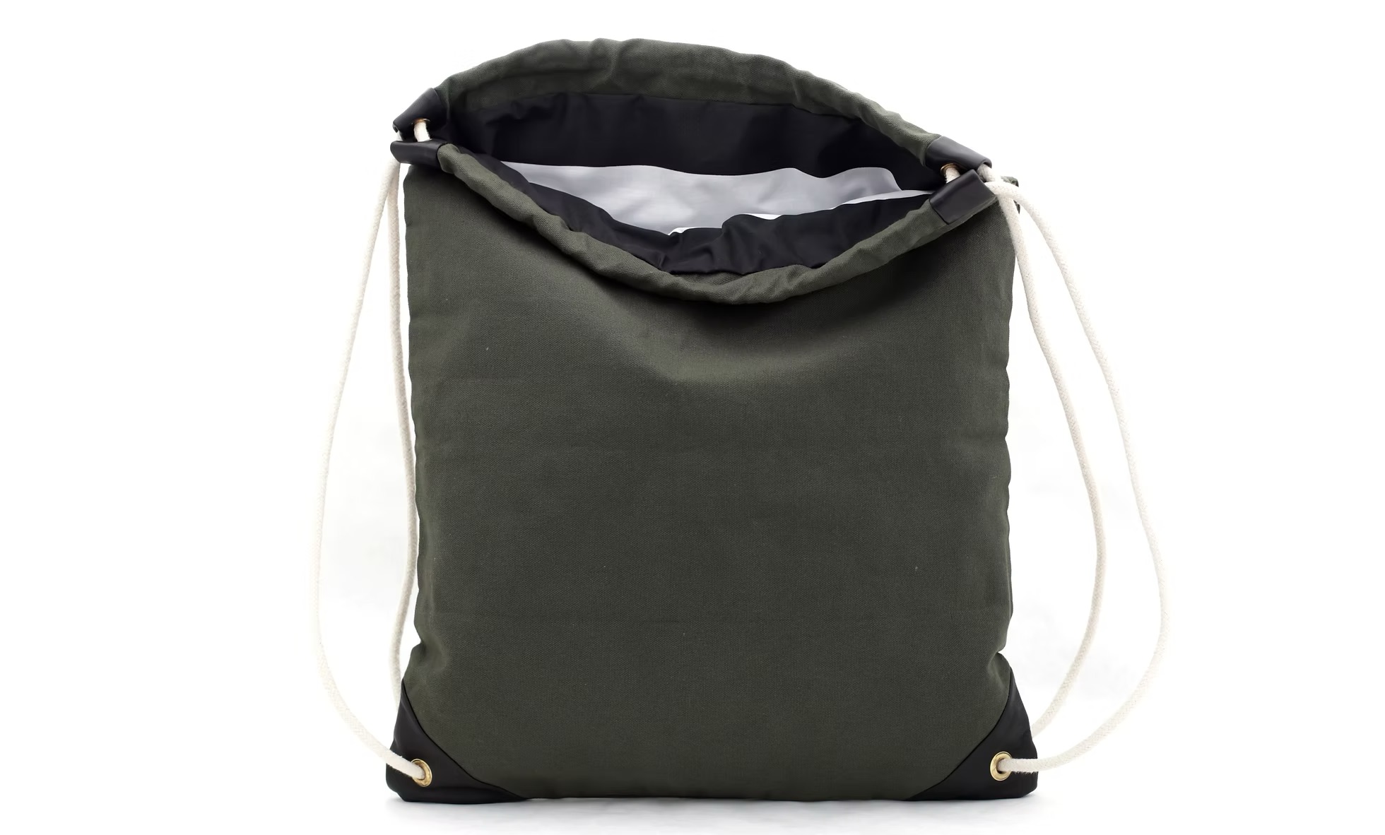 willoughby dark green canvas drawstring bag handmade in brooklyn