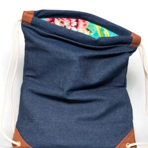 powers denim drawstring bag handmade in brooklyn