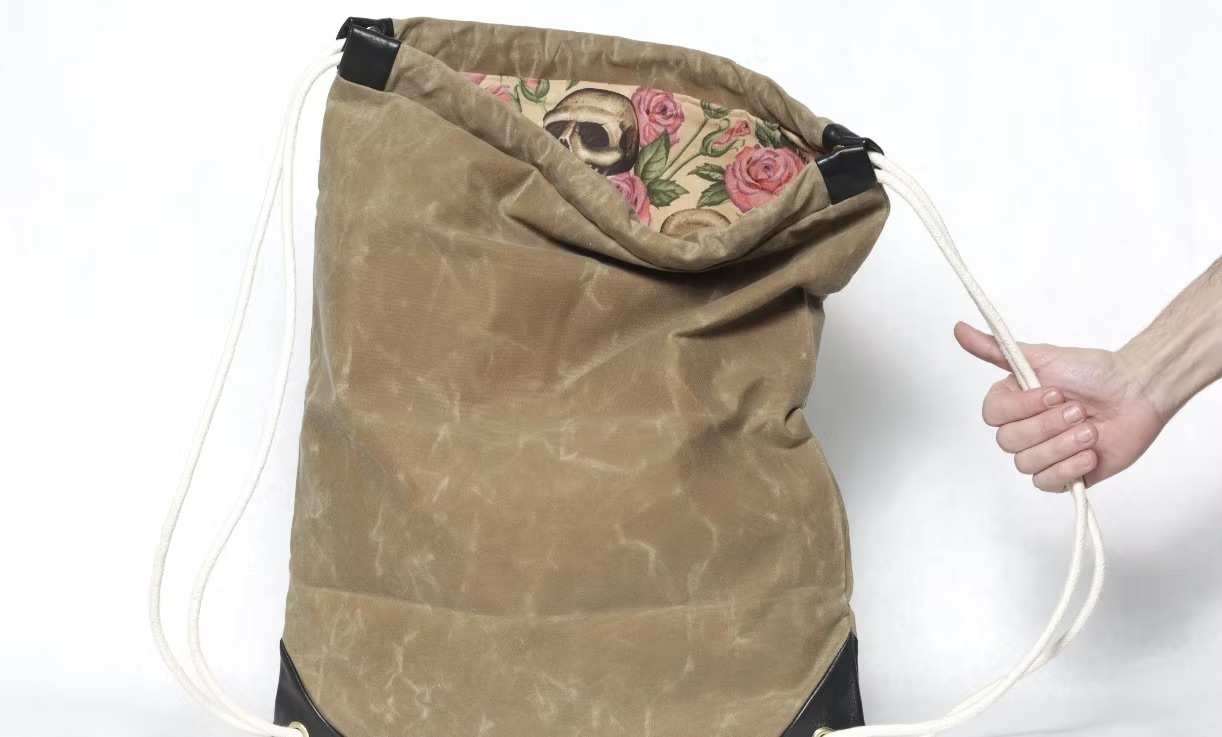 troutman waxed canvas drawstring bag handmade in brooklyn