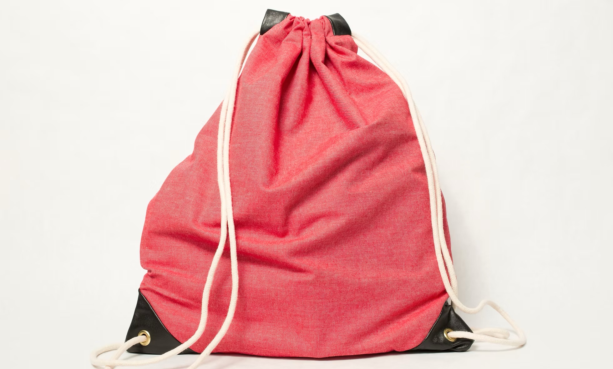 wilson red light denim drawstring bag handmade in brooklyn