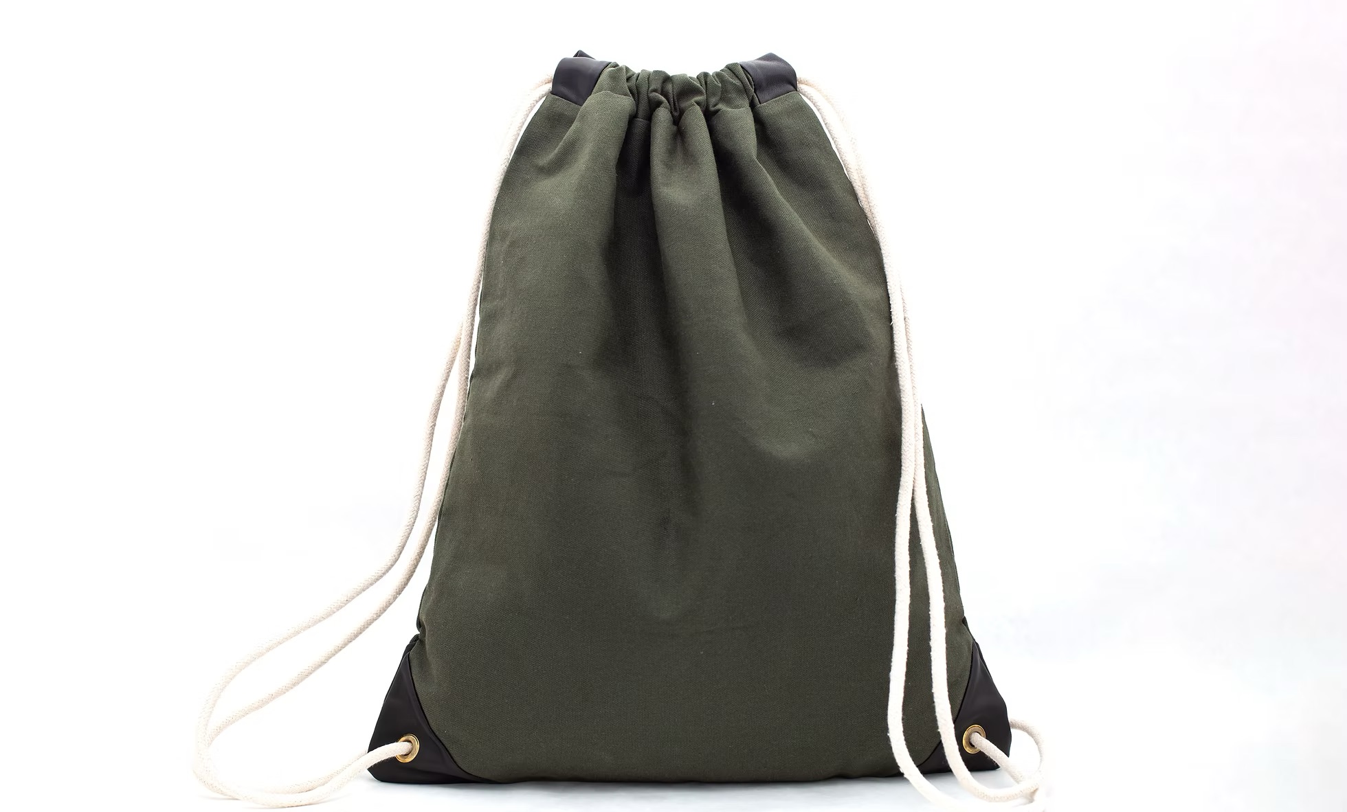 willoughby dark green canvas drawstring bag handmade in brooklyn