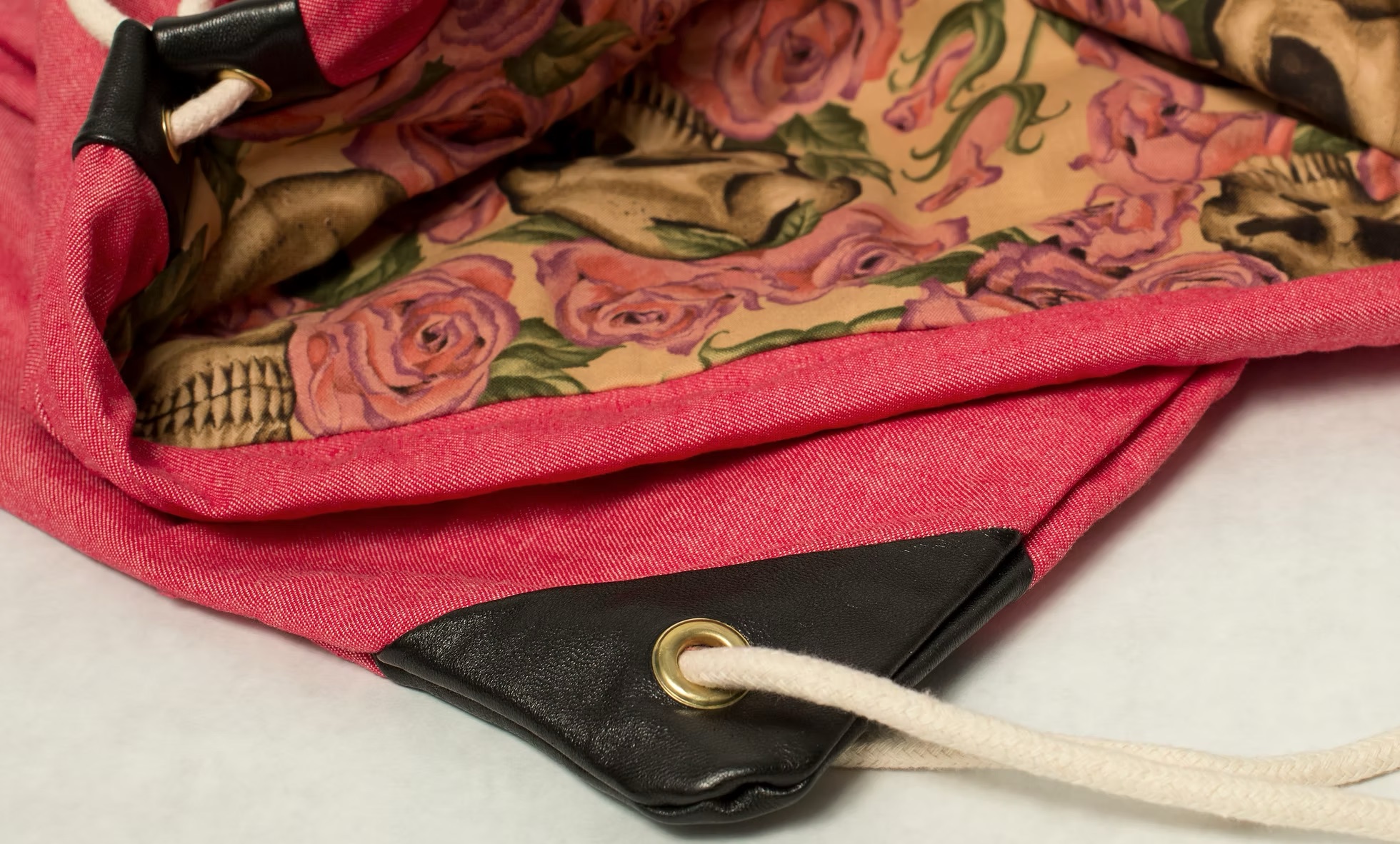 wilson red light denim drawstring bag handmade in brooklyn