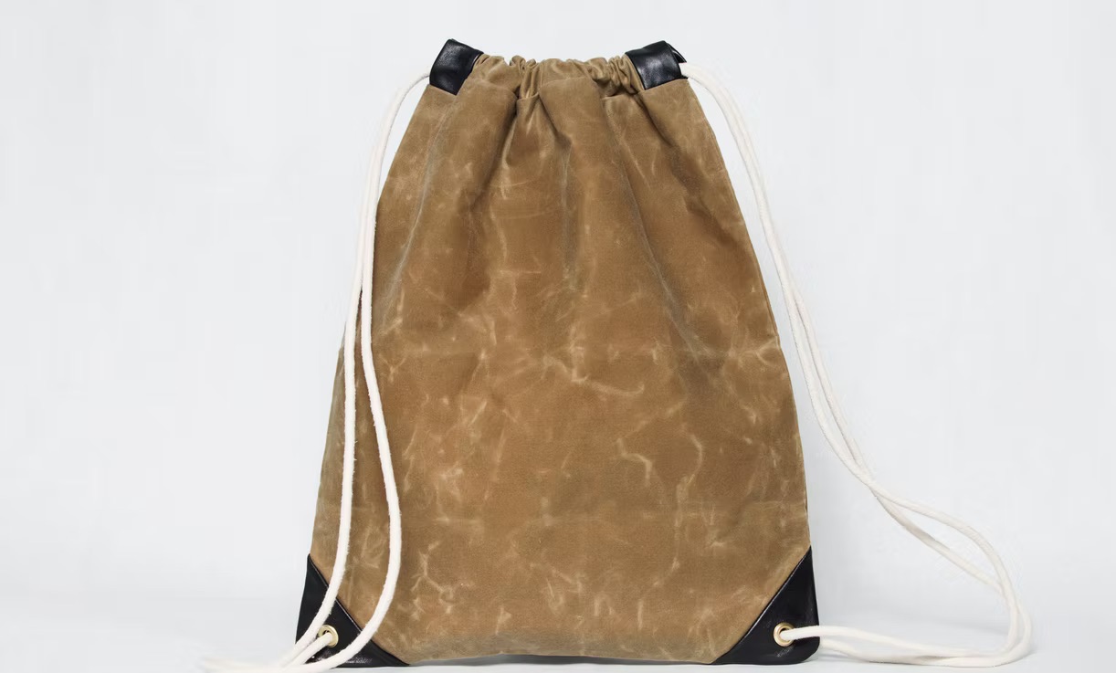 troutman waxed canvas drawstring bag handmade in brooklyn