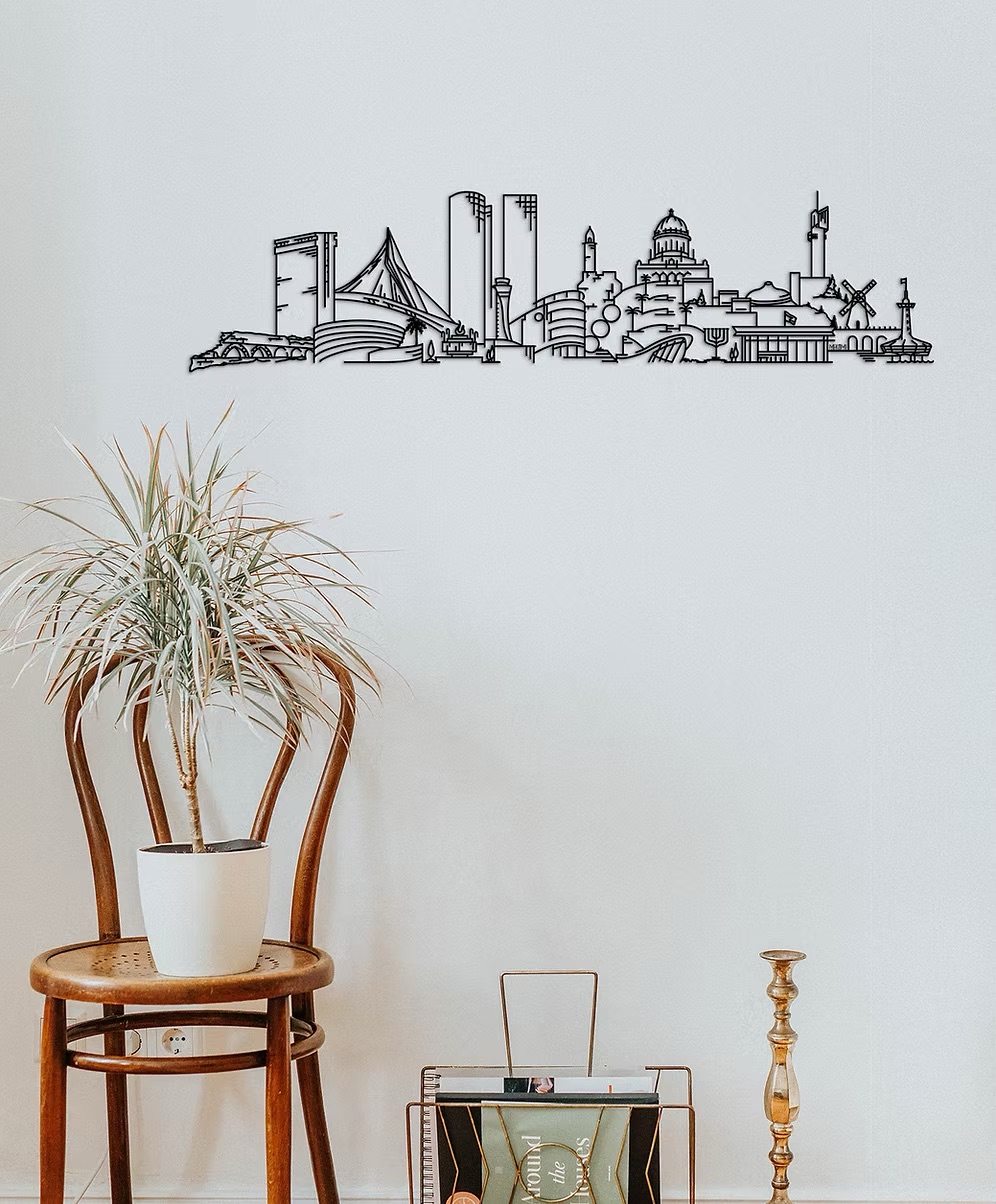srael cityscape metal art — powder-coated steel