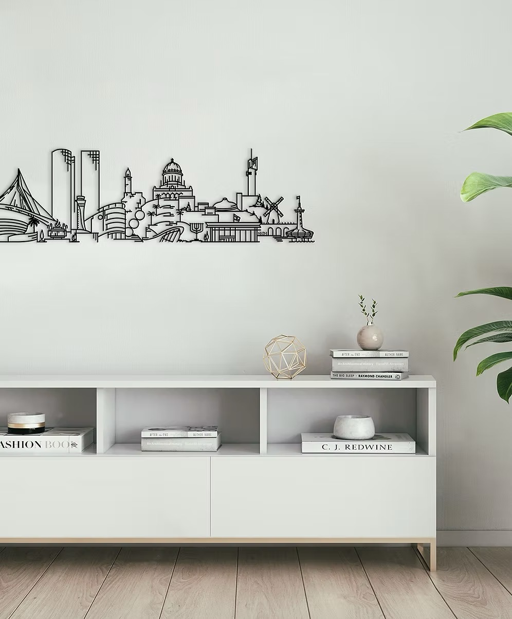 srael cityscape metal art — powder-coated steel