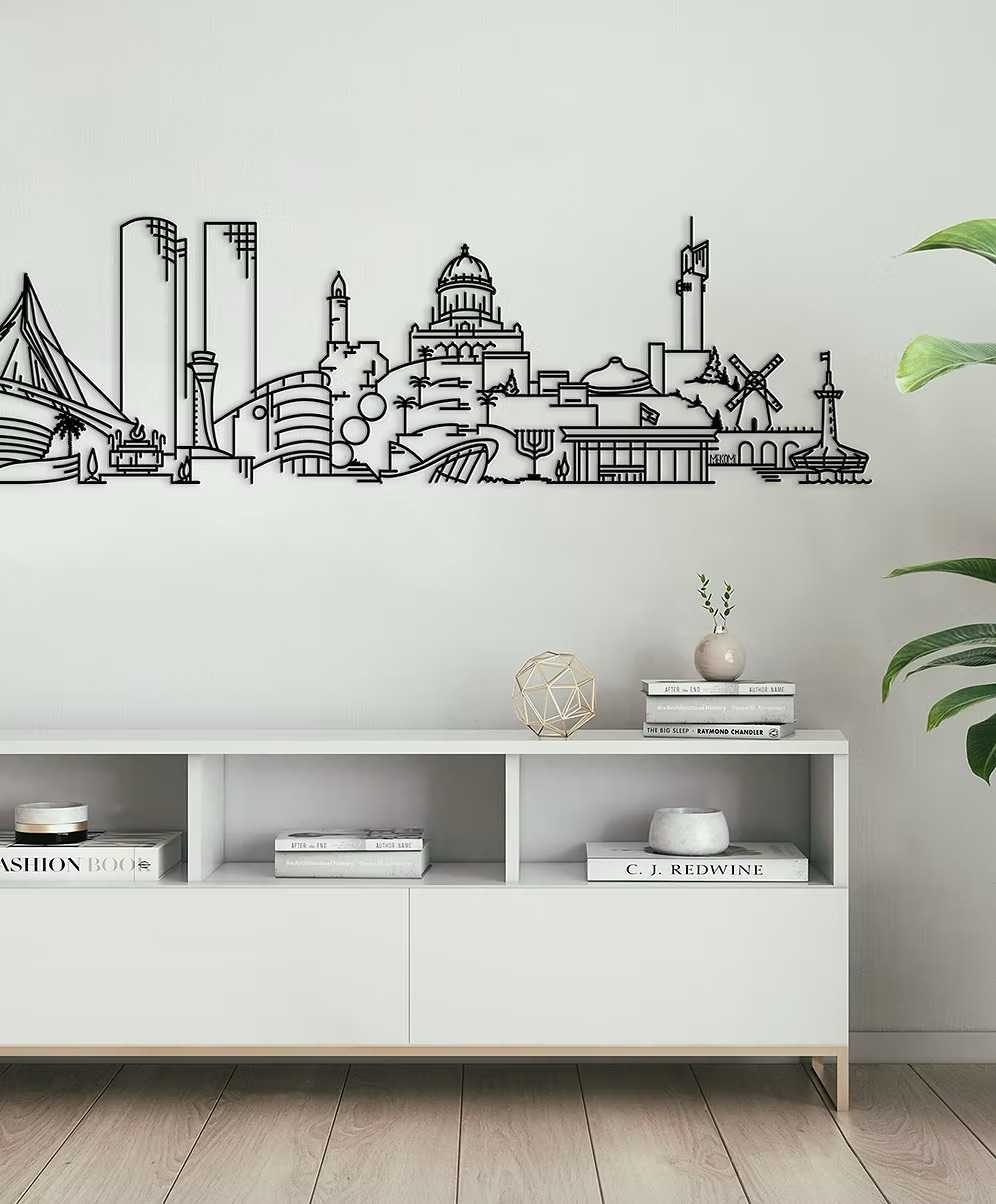 srael cityscape metal art — powder-coated steel